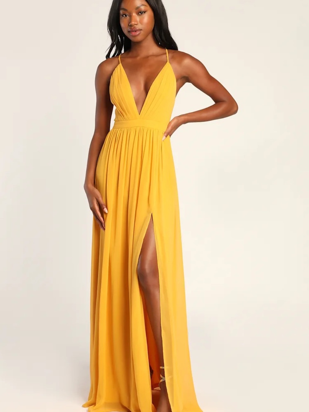 NWT Lulus Ballroom Bliss Yellow Pleated Maxi Dress
